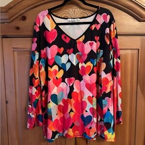 Sakura Multicolor Heart Print Long Sleeved Tee